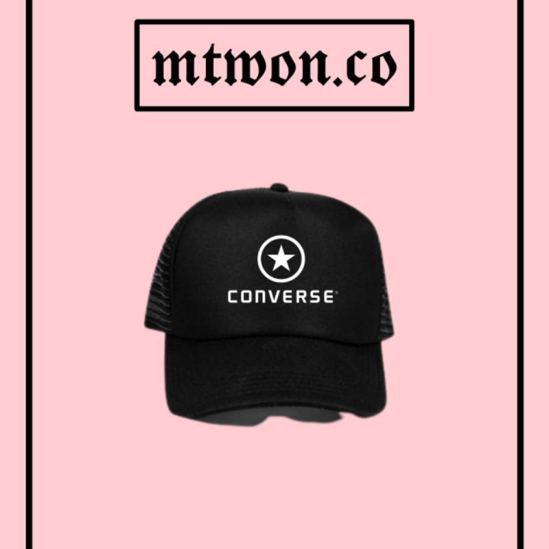 Snapback Topi CONVERSE casual style logo / Trucker jaring hitam baseball caps pria wanita man women 