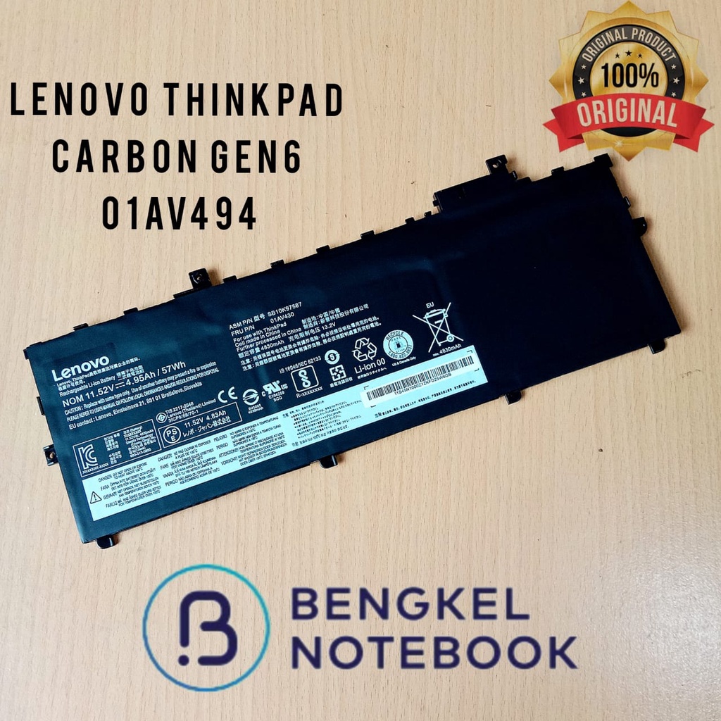 Baterai Lenovo Thinkpad X1 Carbon Gen6 2018 01AV494  01AV431 01AV430 SB10K97586