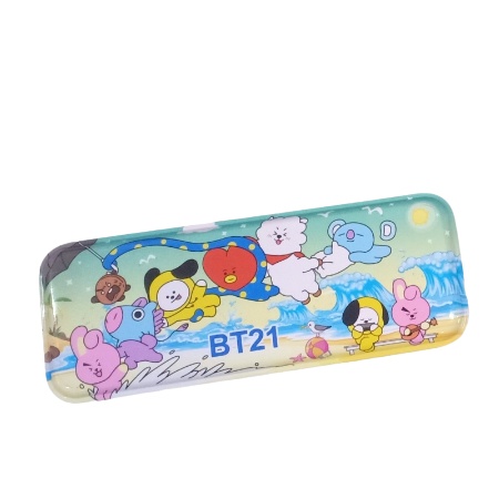 KOTAK PENSIL TEMPAT PENSIL KALENG 2 TINGKAT / PENCIL CASE ( AD-062 ) BTS UNGU BIRU TOSCA PINK PURPLE BLUE KPOP KOREAN BANGTAN