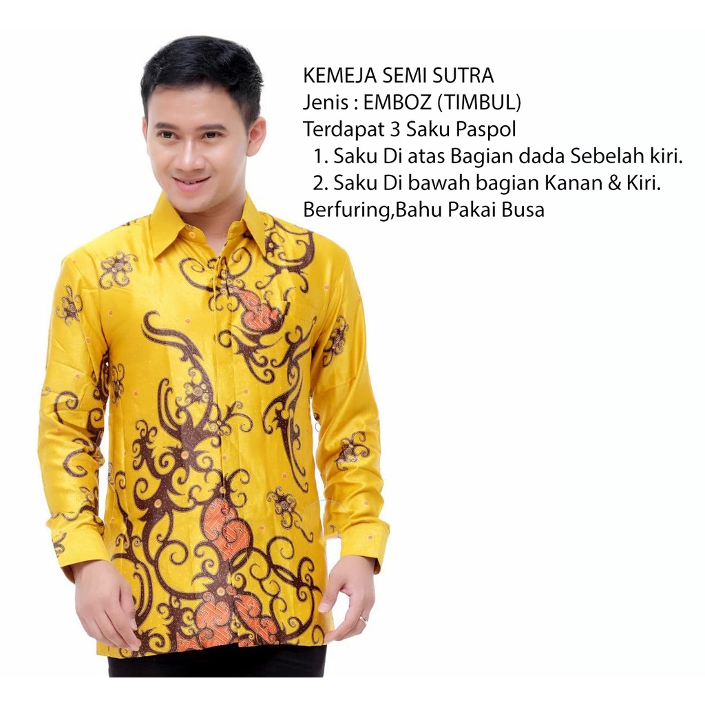 Kemeja Batik Semi Sutra Pria | Hem Batik Semi Sutra Pria | Kemeja Batik | SS0042