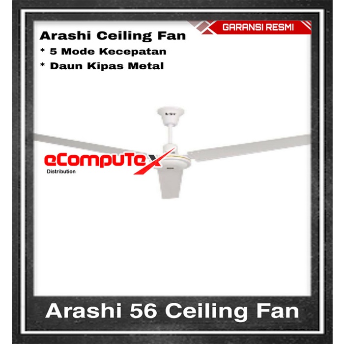 KIPAS ANGIN GANTUNG PLAFON ARASHI AR-228 PWF CEILING FAN 56 INCH GARANSI RESMI