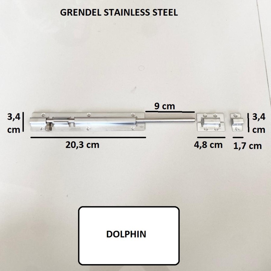 Grendel 12 inch 12&quot; Selot Pintu Jendela Dolphin Stainless Steel Bolt Selotan Slot Slotan Laci Jendela