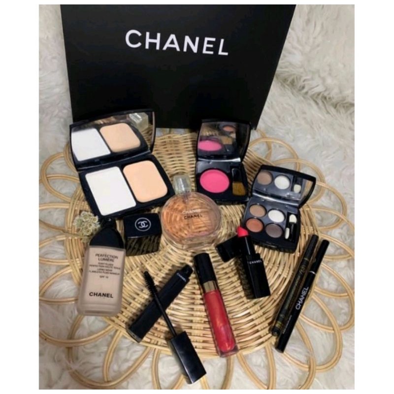 kosmetik Chanel set make up kit pallet box 9in1 parfum lengkap