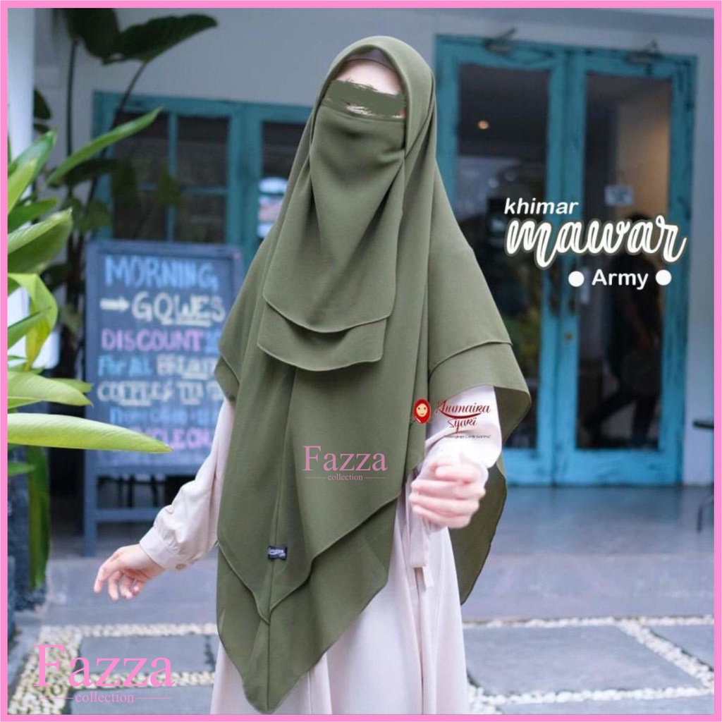 Khimar Instan Mawar 2 layer Free Cadar Tali 2 layer / French khimar instan (Free cadar/bonus cadar)