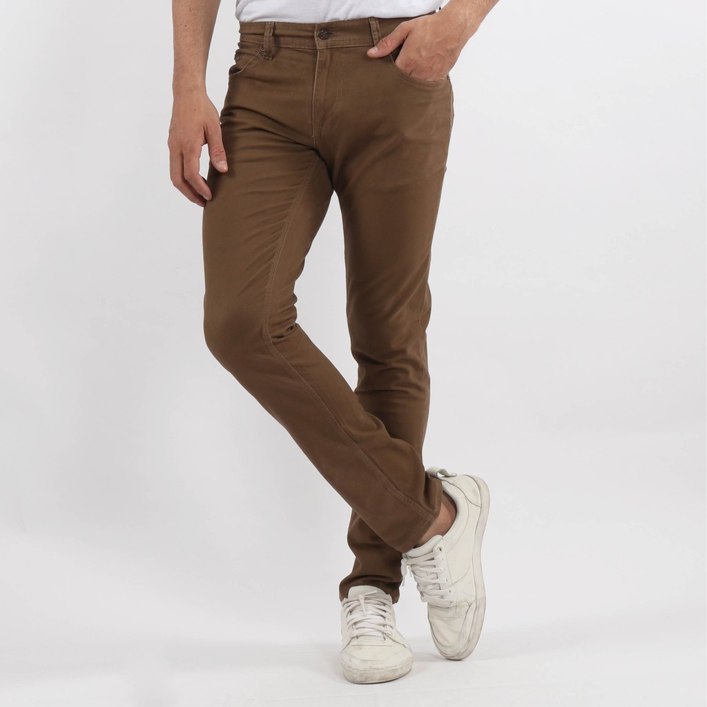  Edwin  Celana  Chinos  Pria Paris Slim Fit Stretch Brown 