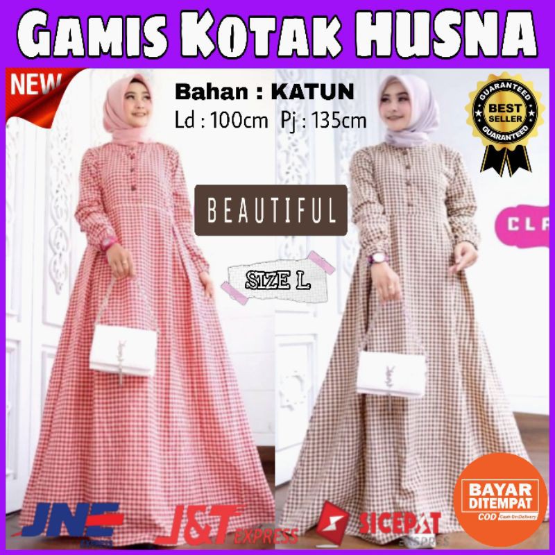 Baju Dress Muslim Gamis Syari Polos Jumbo Remaja Kekinian Pakaian Wanita Dewasa Murah Terbaru Husna