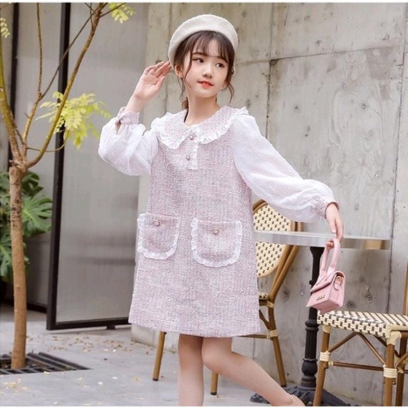 [Pelangibabynkidsshop] dress tweed anak cewek import