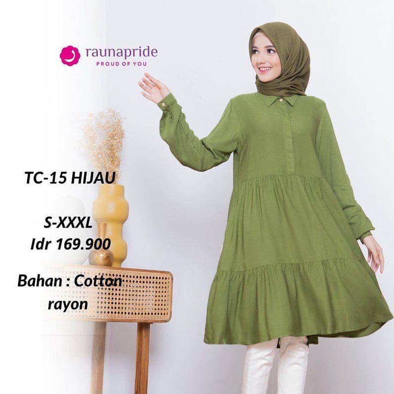 TUNIK RAYON RAUNA TERBARU TC 15 HIJAU