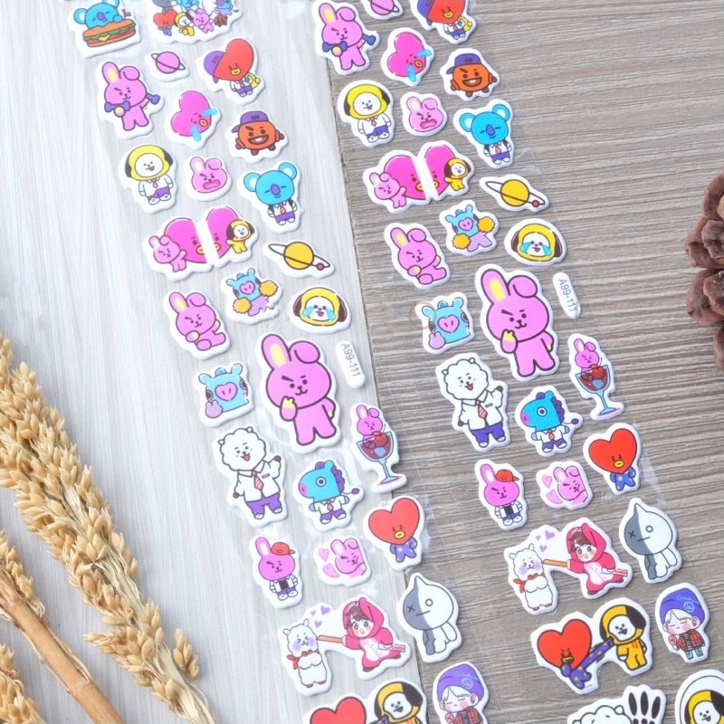 Stiker Set BTS BT21 Timbul 40pc Kpop Sticker