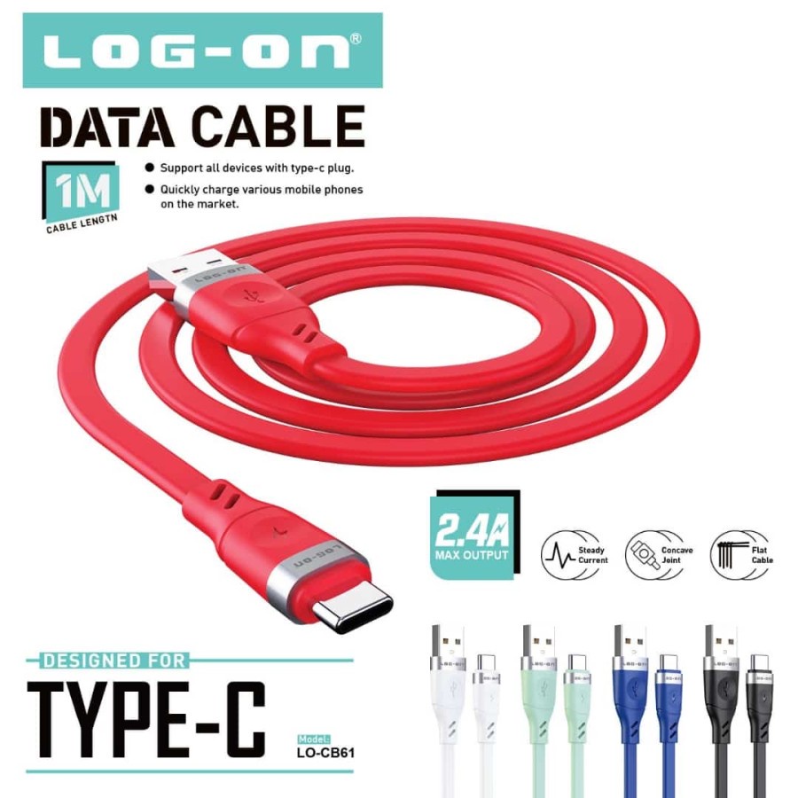 KABEL DATA LOG ON LO-CB61 TYPE-C 2,4A 1M QUICKLY CHARGER