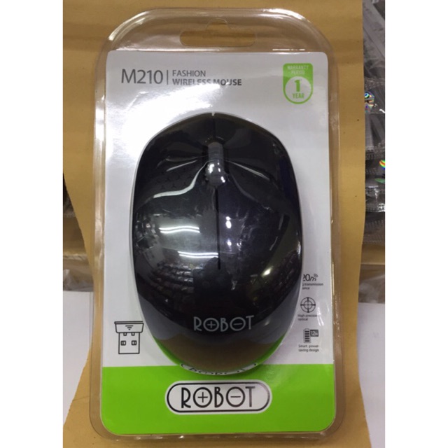 Mouse Robot M210 Wireless 1000DPI Optical Mouse HITAM DAN PUTIH