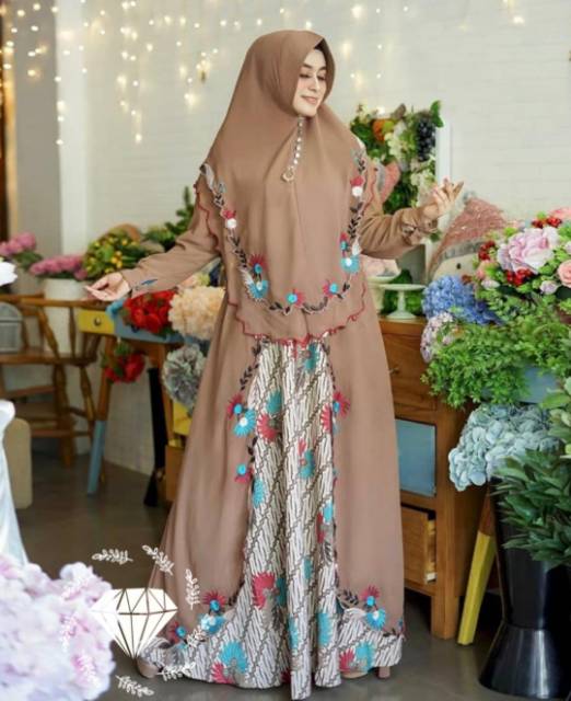 baju gamis remaja terbaru 2022 lebaran kekinian pesta Ss syari anggun batik /Baju Gamis Syari Muslim