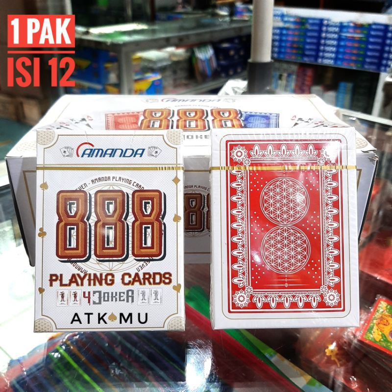 Jual Kartu Remi hitam dan putih Merk AMANDA 888 4 Joker 1 Pak isi 12