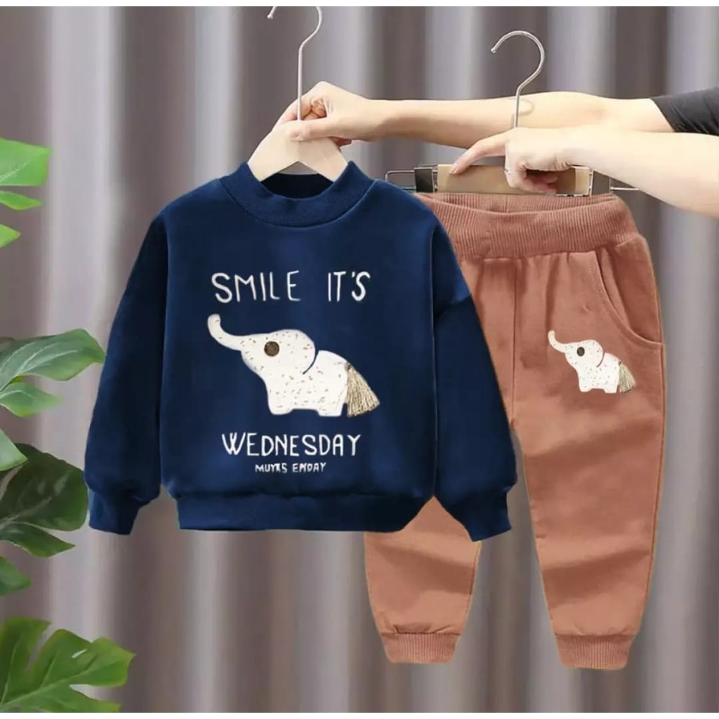 setelan sweater cardigan bayi anak motif gajah smile size 1-5 tahun bahan babyterry best quality terlaris terbaru/ setelan sweater cardigan bayi anak laki-laki/ setelan sweater cardigan bayi anak perempuan/ setelan sweater cardigan bayi anak cowo