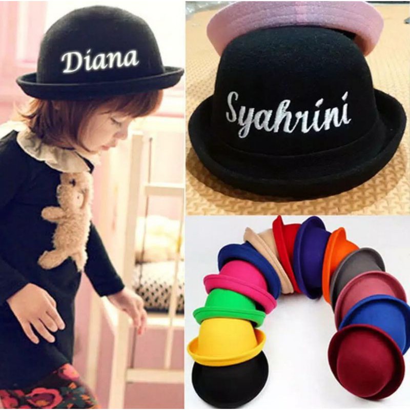 Topi Caplin Bowler Anak Laki Laki Dan Perempuan  Riquest bordir Nama