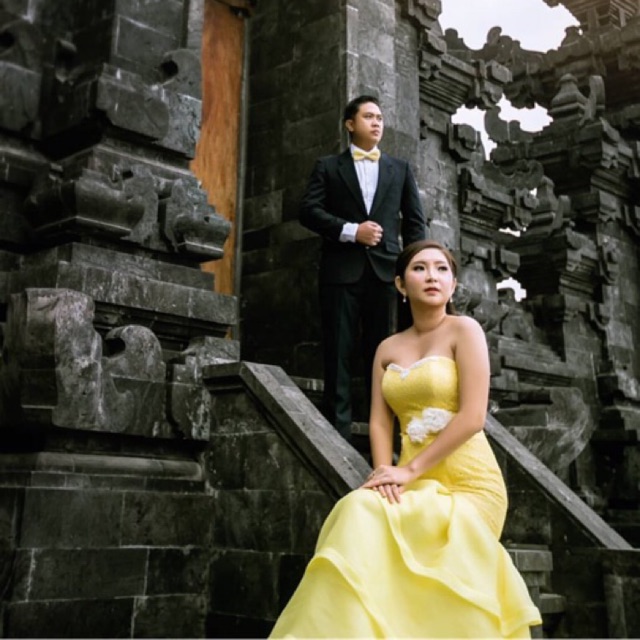 Yellow Prewedding Dress Party Night Gown Gaun Kuning Malam Pesta