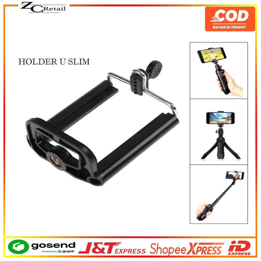 holder U Universal stand Holder dudukan HP tongsis tripod Clamp tiktok instagram youtube