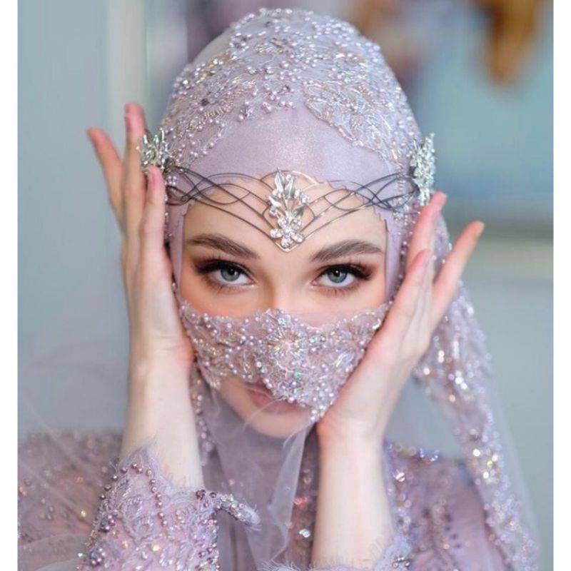 0headpiece hijab hiasan dahi aksesoris kening aksesoris pengantin
