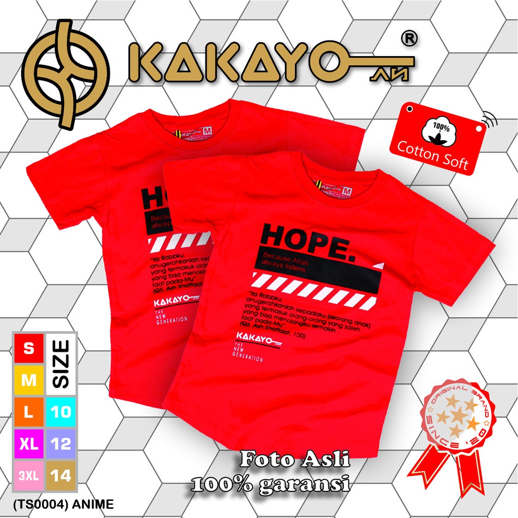 Kakayo Kids  /Kaos Anak laki/Muslim/Atasan/Baju anak cowok/pakaian anak/Bahan Katun 30s