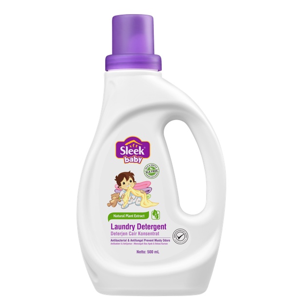 Sleek Detergent Laundry Bayi Botol 500ml - Sabun Pakaian Bayi 500ml