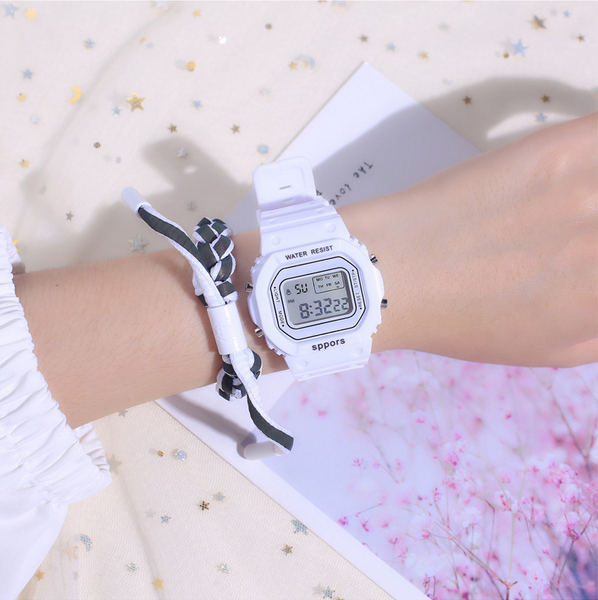 Jam Tangan Strap Rubber Untuk Wanita/Jam Tangan Wanita Fashion Korea Style Digital Sport-5