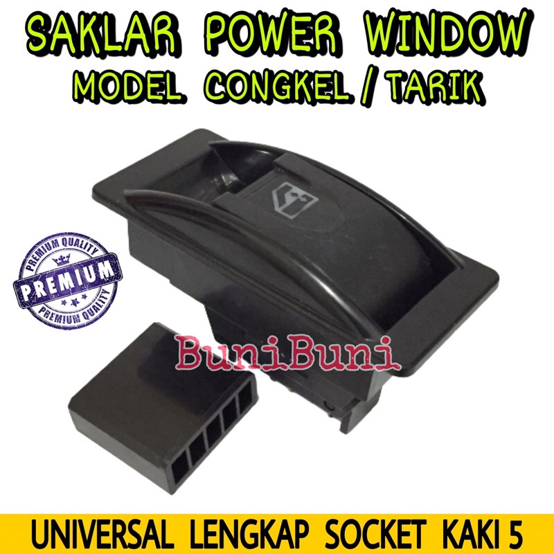 Saklar / Switch / Tombol Power Window Jendela Mobil Model Congkel / Tarik Komplit Socket