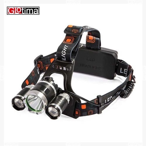 PROMO!! Paket senter kepala 3 MATA LED / Headlamp RJ3000 T6 3LED PLUS CHARGER BATERAI