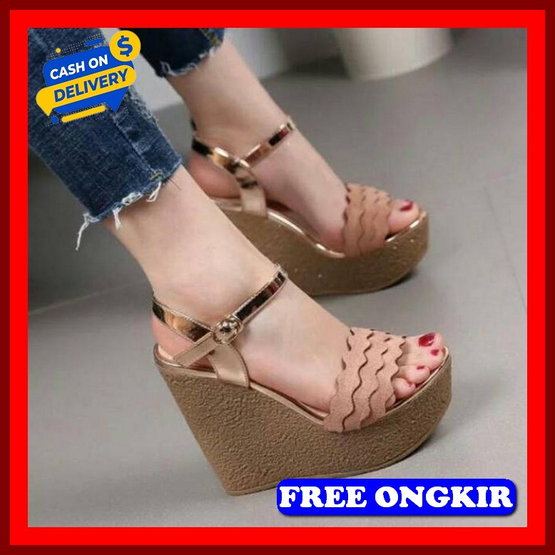 Sepatu Wanita Wedges Weges Wanita Terbaru One Love Original Branded Sepatu Wanita Tanpa Tali Sepatu 