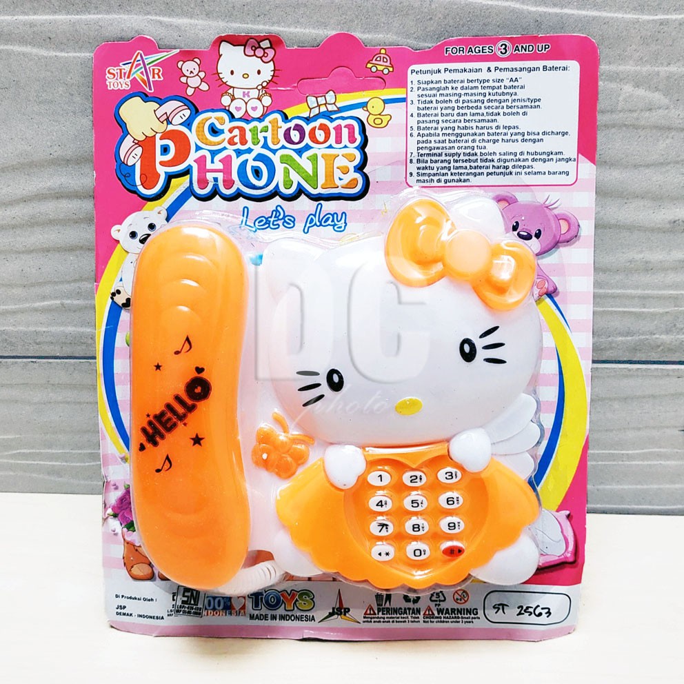 Telepon Hello Kitty Mainan Telfon Rumah Dengan Musik &amp; Lampu