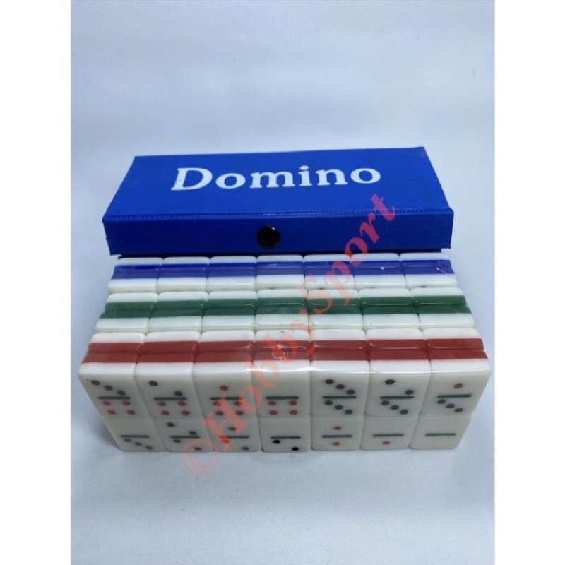 Domino Dam Batu Akrilik Impor Gaple + Tas Biru / Set Board Game Tebal