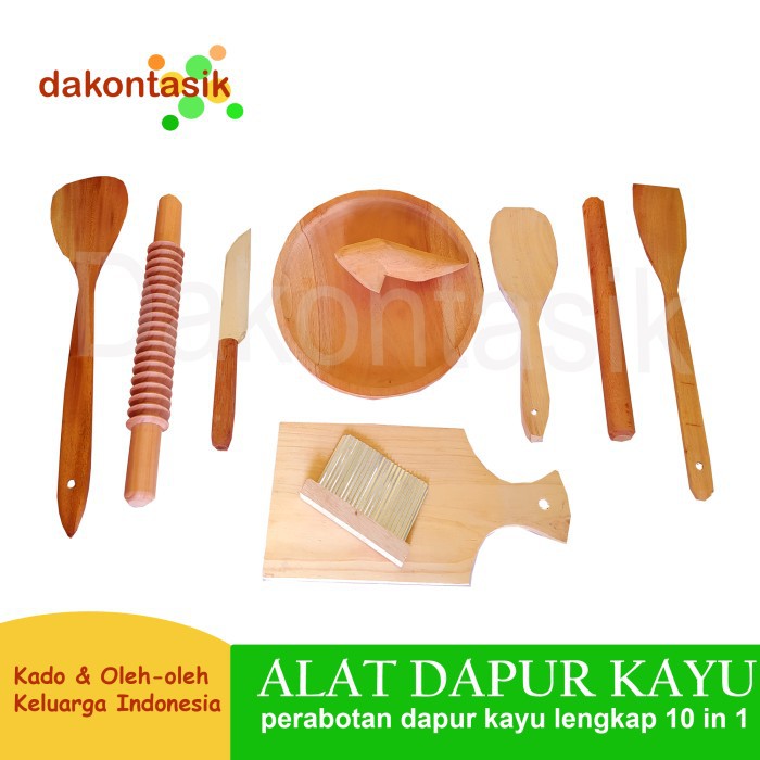 dakontasik - Paket Alat Dapur Perabotan Rumah Tangga Lengkap Bahan Kayu