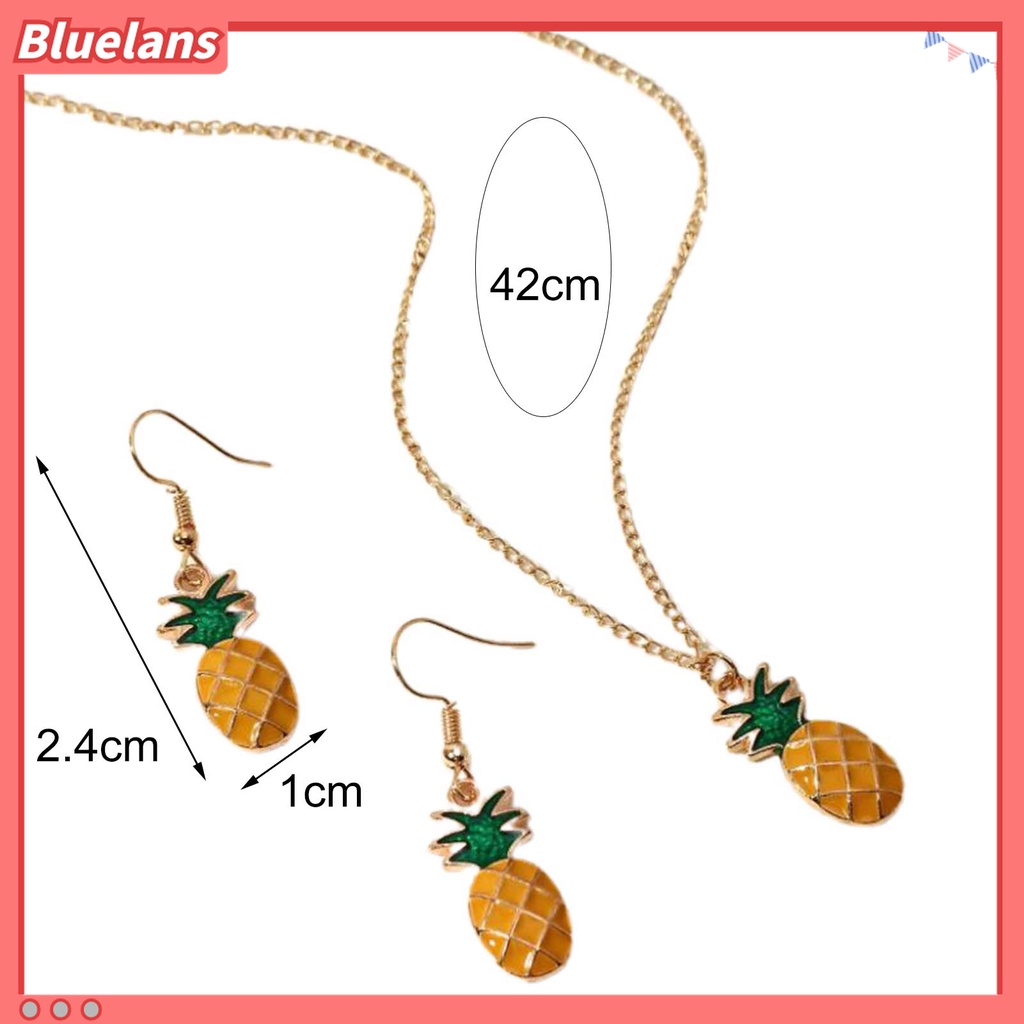 2pcs / Set Kalung Anting Kait Liontin Nanas Bahan Alloy Untuk Aksesoris Perhiasan