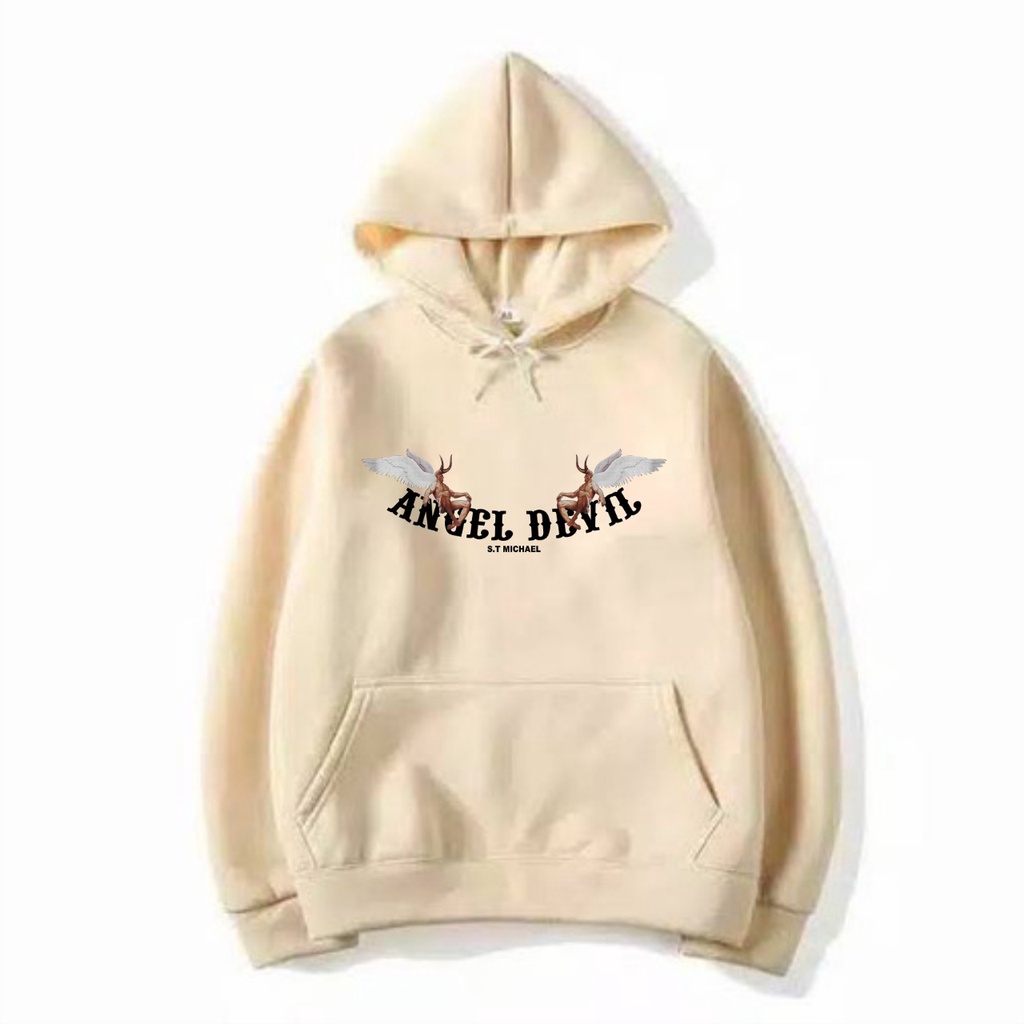 Hoodie Angel Devil Sweater Pria Fleece