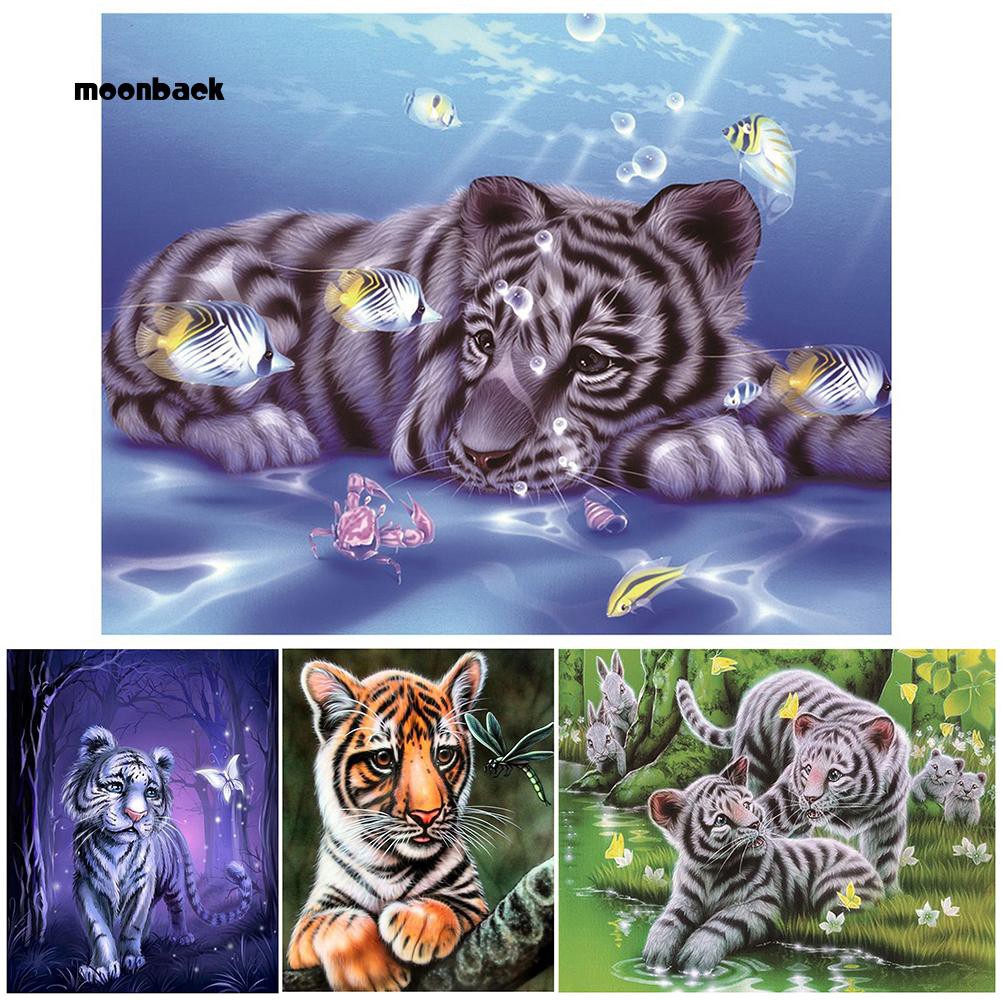 DIY Lukisan Diamond 5D Dengan Gambar Kartun Harimau Untuk Hiasan Dekorasi Rumah