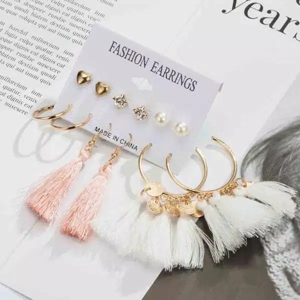 Anting Wanita Stud Hoop Giwang 1 Set 6 Pasang Holla Zicron