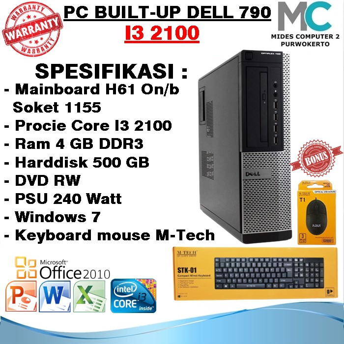 Pc Built Up Dell 790 Core I3 2100 Slim Bonus Keyboard Dan Mouse M-tech