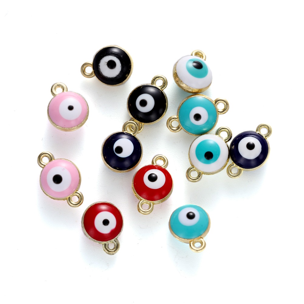 20 / 50 Pcs / 50 Pcs Liontin Bentuk Evil Eye Bahan Alloy Untuk Membuat Perhiasan Kalung Dan Gelang