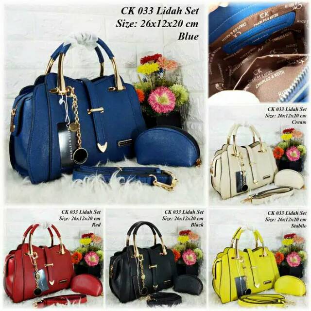 MERK TAS WANITA BRANDED MURAH TAS KULIT GARUT WANITA HITAM CK 033 Lidah Set