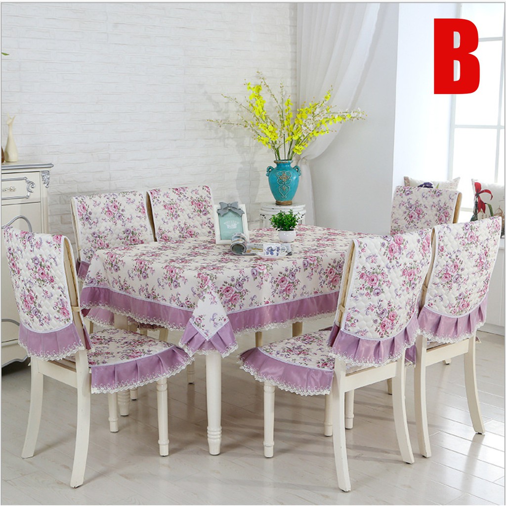 Shabby Lace Tablecloth Chair Set 6 / Taplak Meja Sarung Kursi Bermotif