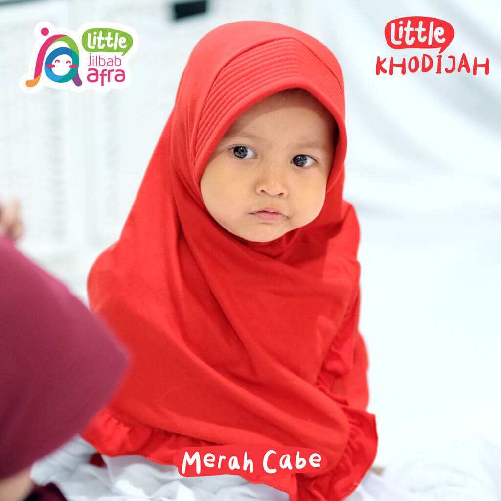 Jilbab Instan Anak Little Khodijah Merah Cabe - Little Jilbab Afra - Bahan Kaos, Adem &amp; Lembut