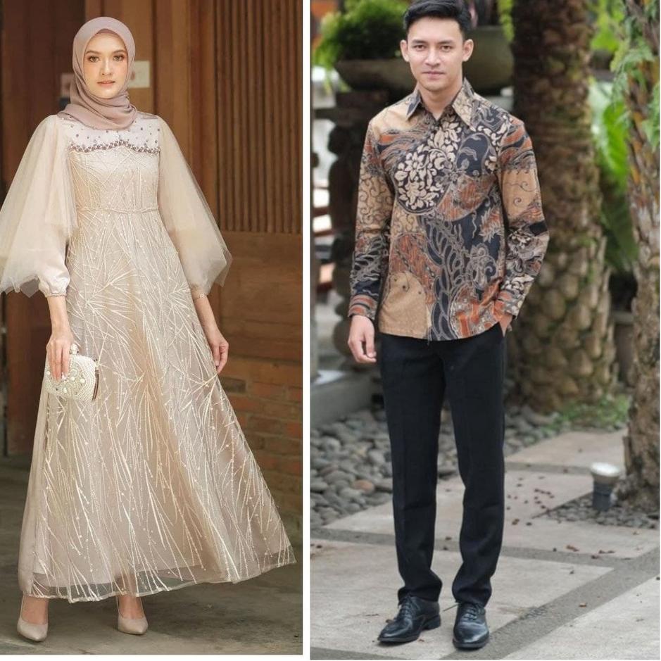 SYC.27Jn22ᴾ– COUPLE GAMIS LUNA DRESS MODERN BAJU SYARI BUSANA MUSLIM SARIMBITKONDANGAN BAJU PASANGAN
