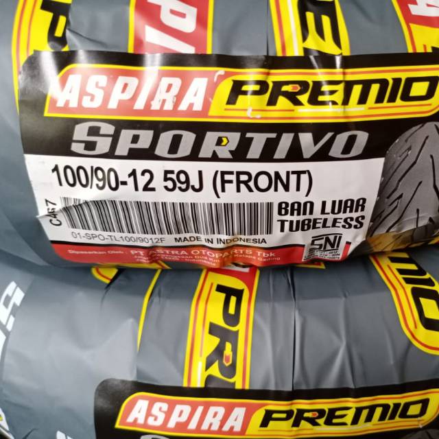 Ban depan tubeless Aspira Premio 100/90-12 for Scoopy F1 new Donat/ Freego / vespa matic