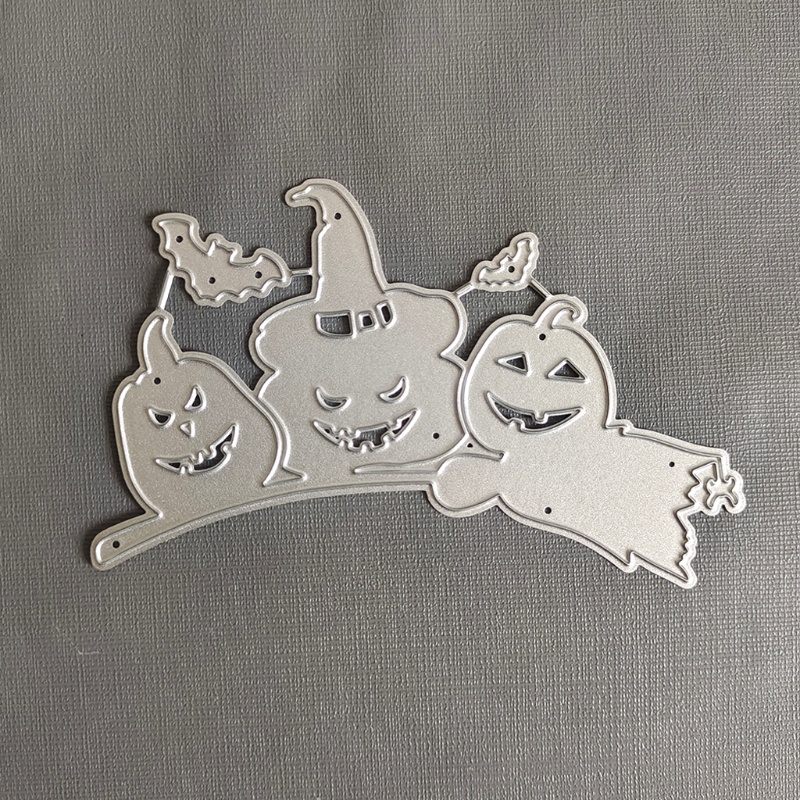 Cetakan Stensil Cutting Dies Motif Labu Halloween Bahan Metal Untuk Scrapbook / Craft DIY