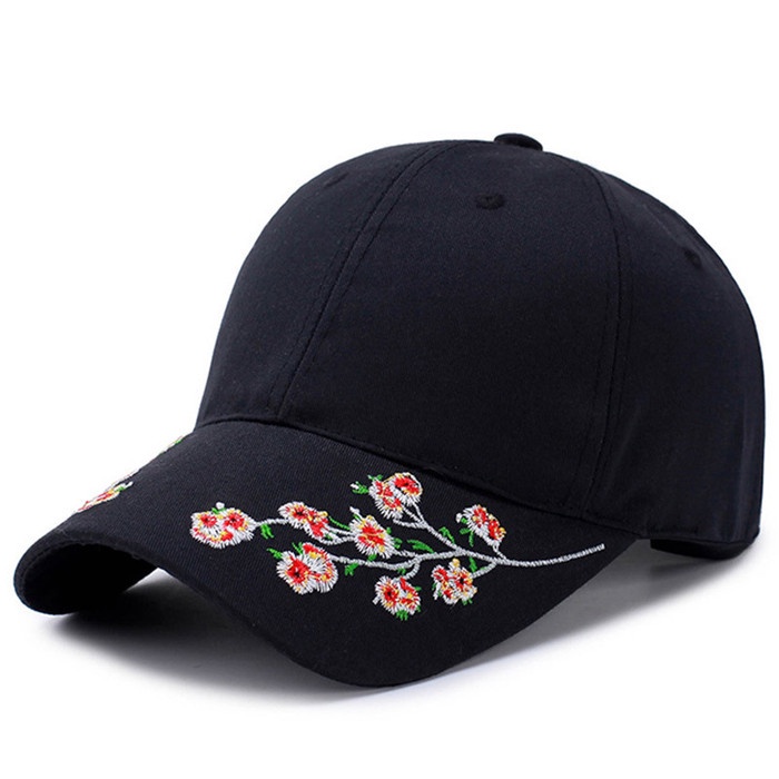 topi  Baseball cap : FLOWER - Topi Baseball Topi Golf Topi Wanita - BLACK(U5C4) Topi Cowok Dewasa Te