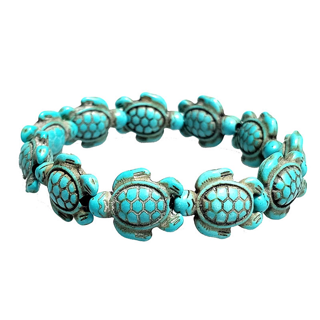 Hu Hu Hu Hu Hu Alat Bantu Pasang Kacamata♡ Gelang Tangan Unisex Dewasa Desain Hewan Kurakura Laut Turquoise Imitasi Ramah Lingkungan