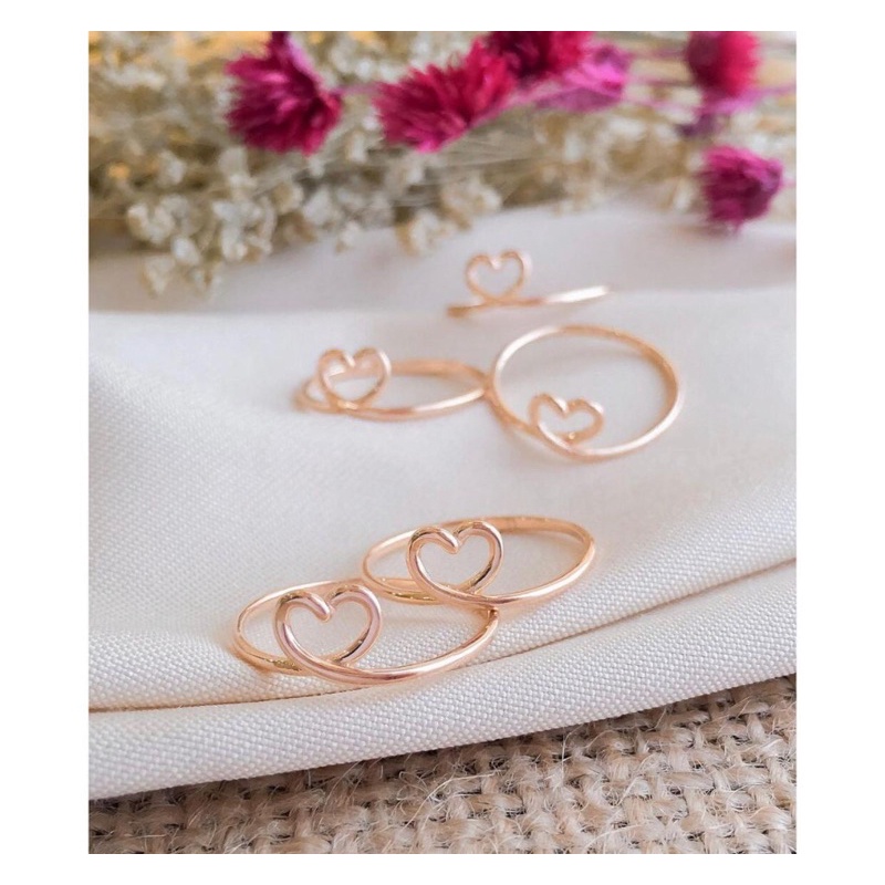Cincin wanita fashion love hwt gold emas asli kadar 375 8k