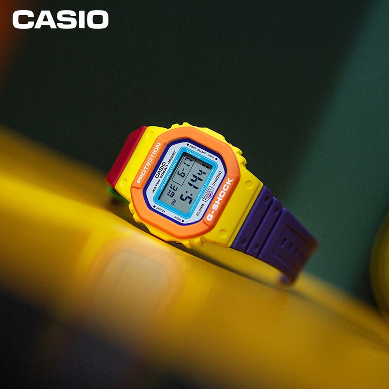 Neon Seri Warna-warni Jam Tangan Olahraga Fashion Pria Tahan Air dan Tahan Guncangan Jam Tangan Kuarsa DW-5610DN-9