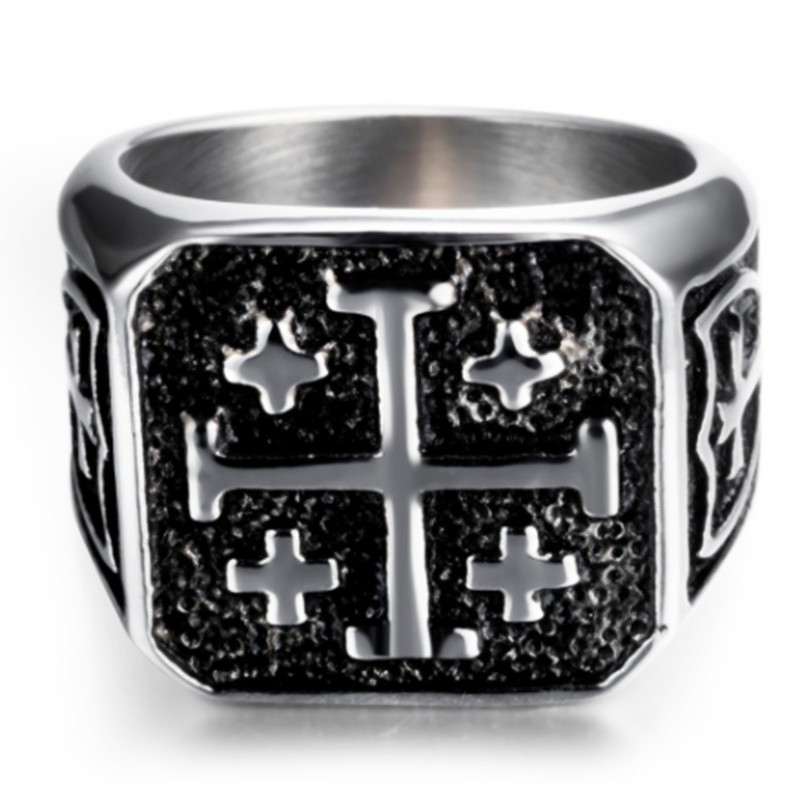 SEUSUK   Crusaders Religious Jesus Christ Knight Templar Military Jerusalem Cross Ring