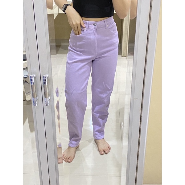 H&M Lilac ungu mom jeans NEW WITH TAG