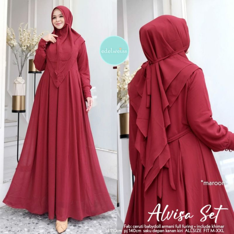 alvisa set syari dress ori edelweis